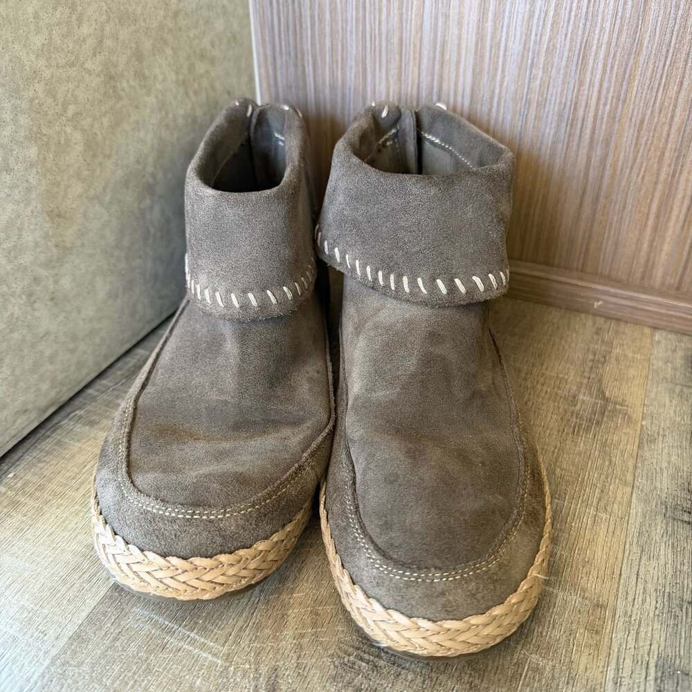 UGG Varney Ankle Boots Size 7.5 Slate Gray Suede Moccasin Booties